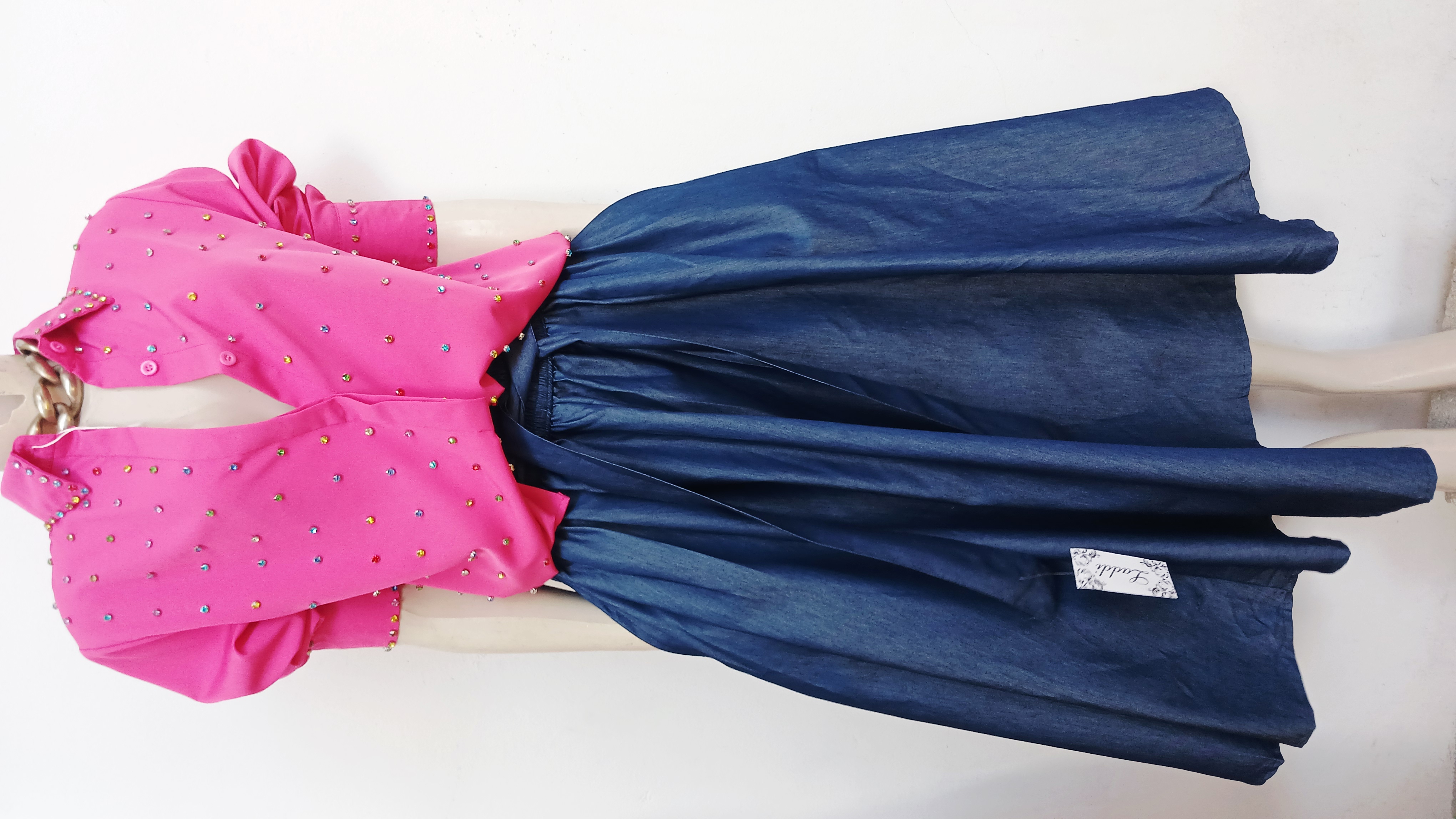 High-Waisted Denim Midi Skirt